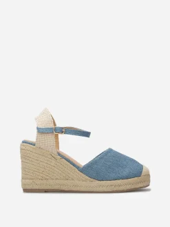 Online La Modeuse Espadrilles compensées en toile BleuMarine