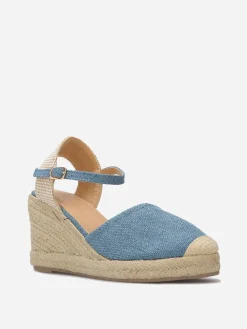 Online La Modeuse Espadrilles compensées en toile BleuMarine