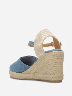 Online La Modeuse Espadrilles compensées en toile BleuMarine