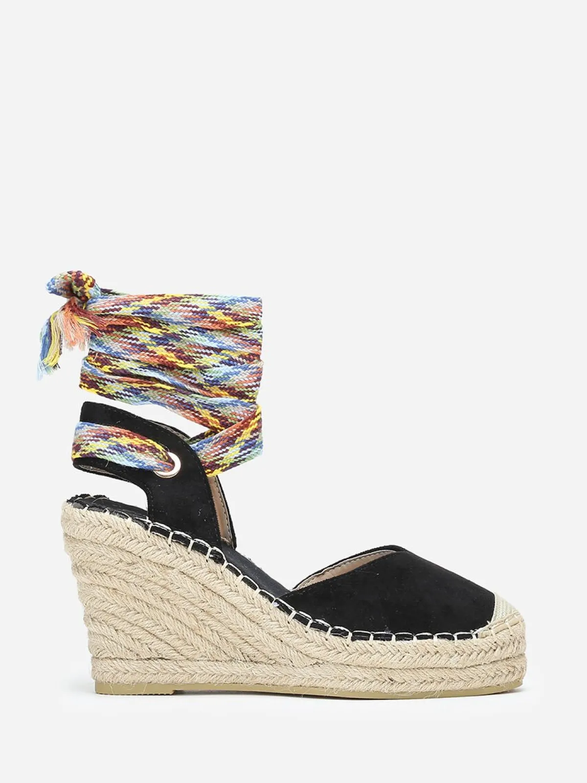 Online La Modeuse Espadrilles compensées en suédine à lanière Noir
