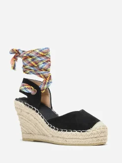 Online La Modeuse Espadrilles compensées en suédine à lanière Noir