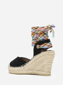 Online La Modeuse Espadrilles compensées en suédine à lanière Noir