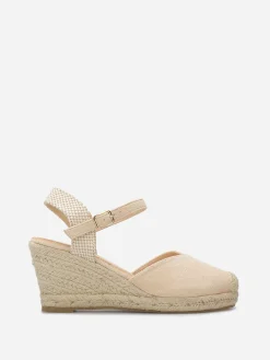 La Modeuse Espadrilles compensées en suédine Beige