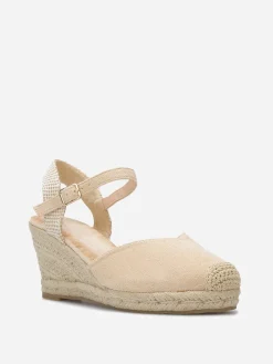 La Modeuse Espadrilles compensées en suédine Beige