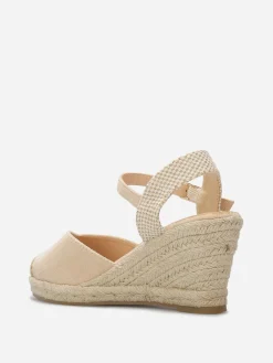 La Modeuse Espadrilles compensées en suédine Beige