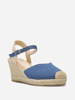 New La Modeuse Espadrilles compensées en denim BleuDenim
