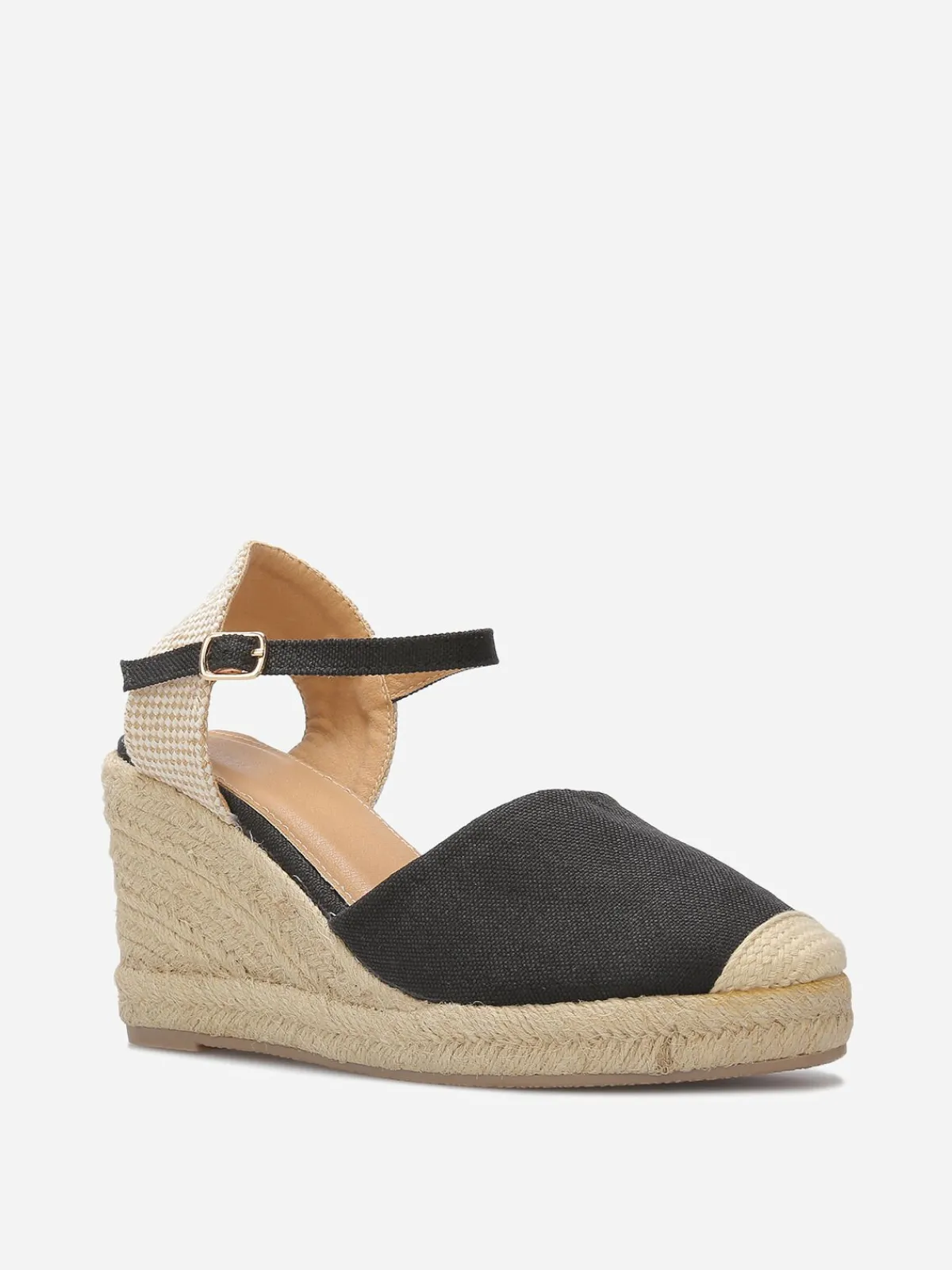 Sale La Modeuse Espadrilles compensées en toile Noir