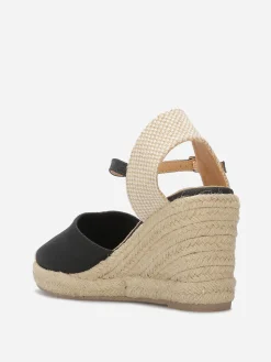 Sale La Modeuse Espadrilles compensées en toile Noir