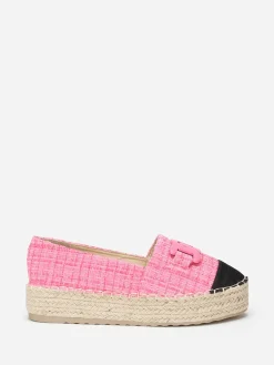 Outlet La Modeuse Espadrilles  effet tweed avec bride Fuchsia