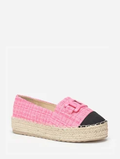 Outlet La Modeuse Espadrilles  effet tweed avec bride Fuchsia