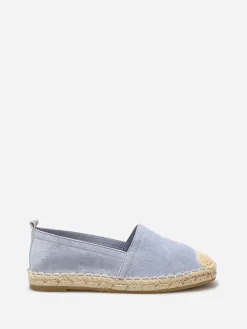 Outlet La Modeuse Espadrilles en suédine à bout carré BleuDenim