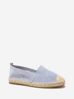 Outlet La Modeuse Espadrilles en suédine à bout carré BleuDenim