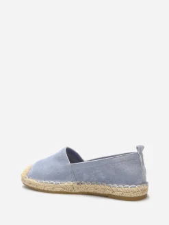 Outlet La Modeuse Espadrilles en suédine à bout carré BleuDenim