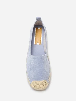 Outlet La Modeuse Espadrilles en suédine à bout carré BleuDenim