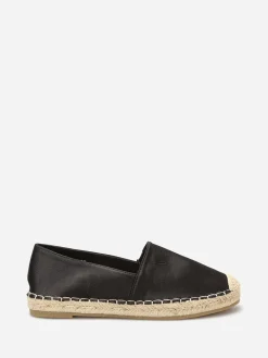 Clearance La Modeuse Espadrilles plates à effet satiné Noir