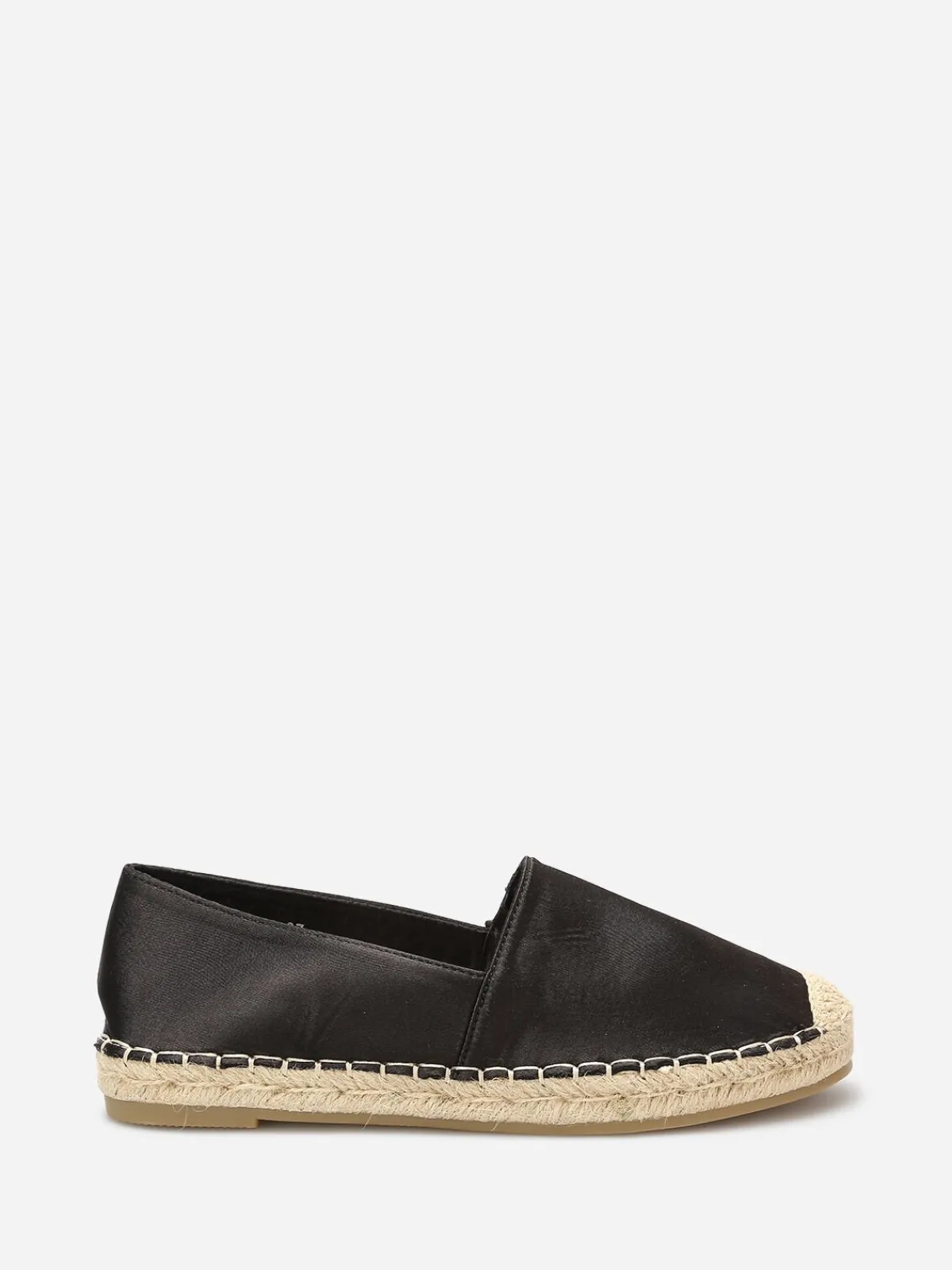 Clearance La Modeuse Espadrilles plates à effet satiné Noir