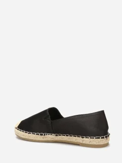 Clearance La Modeuse Espadrilles plates à effet satiné Noir