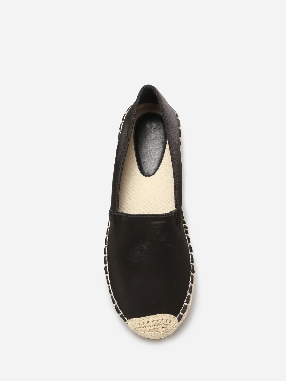 Clearance La Modeuse Espadrilles plates à effet satiné Noir