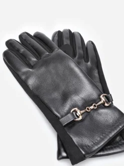 Outlet La Modeuse Gants bi-matières avec mors