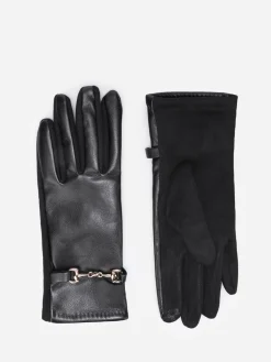 Outlet La Modeuse Gants bi-matières avec mors