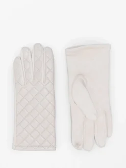 Best La Modeuse Gants en suédine et simili matelassé Beige