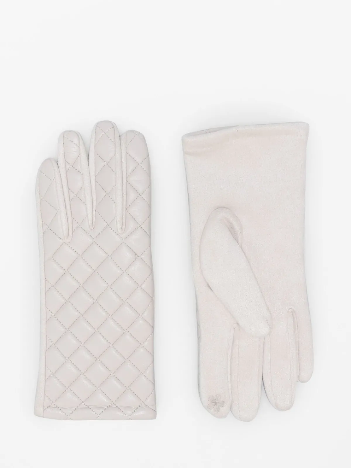 Best La Modeuse Gants en suédine et simili matelassé Beige