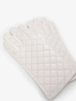 Best La Modeuse Gants en suédine et simili matelassé Beige
