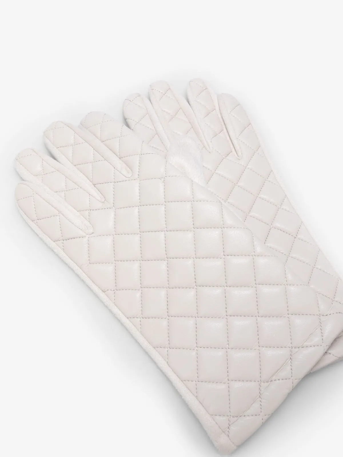Best La Modeuse Gants en suédine et simili matelassé Beige