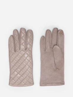 Sale La Modeuse Gants en suédine et simili matelassé Taupe