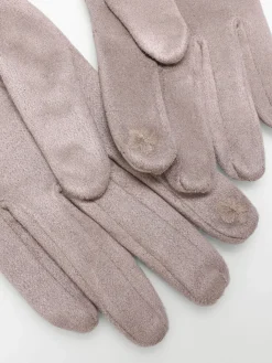 Sale La Modeuse Gants en suédine et simili matelassé Taupe