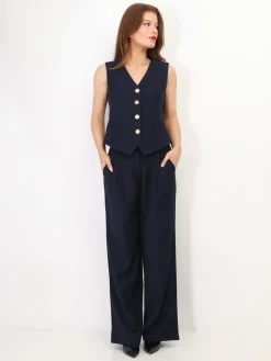 Clearance La Modeuse Gilet de costume à boutons officier BleuMarine