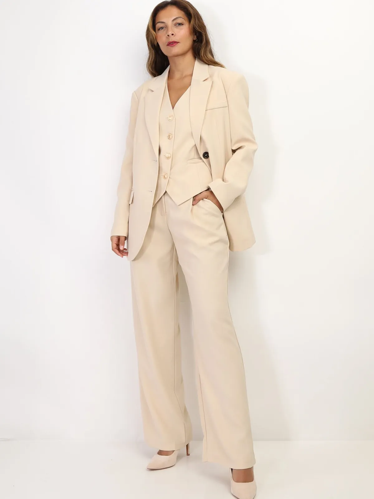 Clearance La Modeuse Gilet de costume à boutons officier Beige