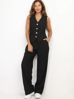Clearance La Modeuse Gilet de costume à boutons officier Noir