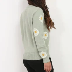 Clearance La Modeuse Gilet en maille à motif floral Vertclair