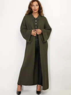 Discount La Modeuse Gilet long à manches évasées Kaki
