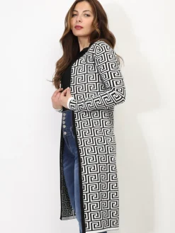 La Modeuse Gilet long à motif géométrique