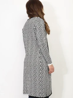 La Modeuse Gilet long à motif géométrique