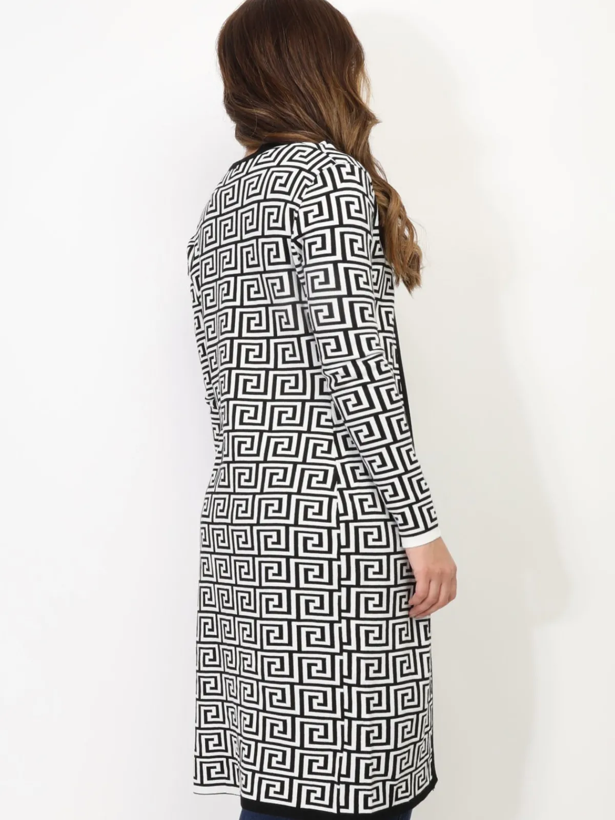 La Modeuse Gilet long à motif géométrique