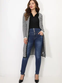 La Modeuse Gilet long à motif géométrique