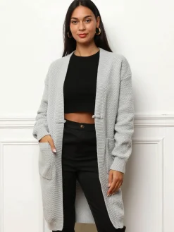 Hot La Modeuse Gilet mi-long à poches Gris