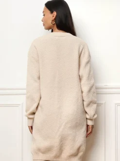 Hot La Modeuse Gilet mi-long à poches Beige