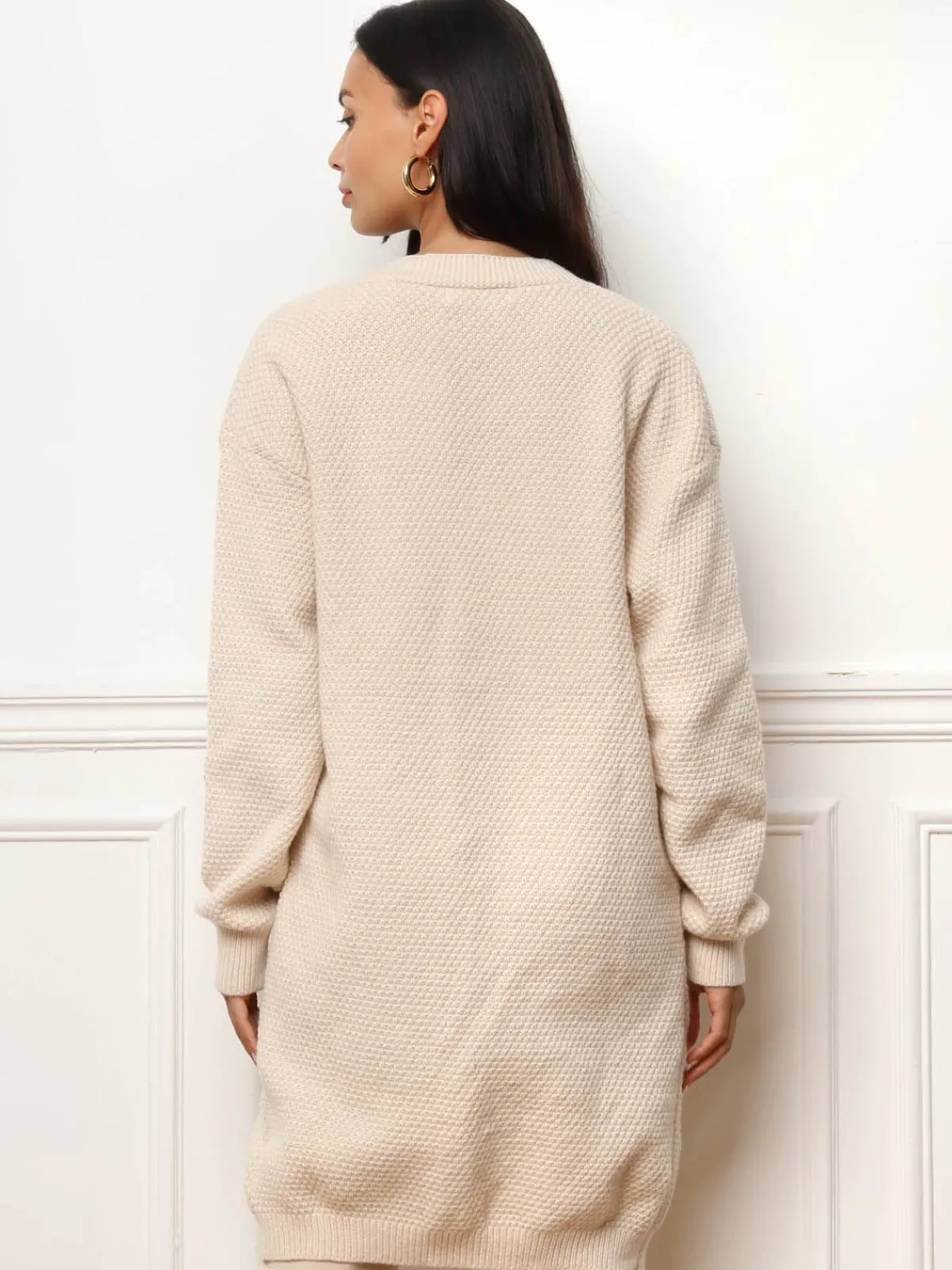 Hot La Modeuse Gilet mi-long à poches Beige