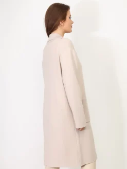 Clearance La Modeuse Gilet mi-long avec poches et revers de col Beige
