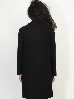 Outlet La Modeuse Gilet mi-long avec poches et revers de col Noir