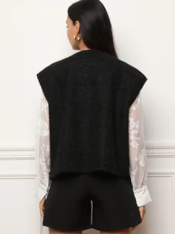 New La Modeuse Gilet sans manches duveteux Noir
