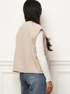 Best La Modeuse Gilet sans manches duveteux Beige