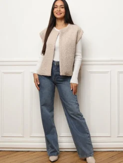 Best La Modeuse Gilet sans manches duveteux Beige