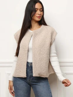 Best La Modeuse Gilet sans manches duveteux Beige