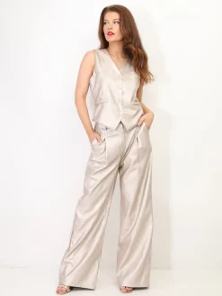 New La Modeuse Gilet sans manches en simili Beige