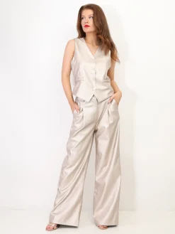 New La Modeuse Gilet sans manches en simili Beige